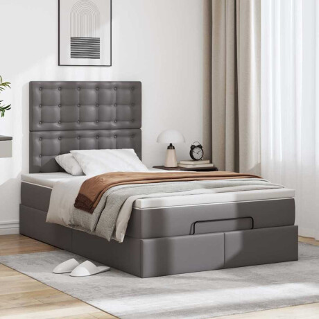 vidaXL Ottoman bed met matras 120x190 cm kunstleer grijs afbeelding3 - 1