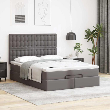 vidaXL Ottoman bed met matras 140x190cm kunstleer grijs afbeelding3 - 1