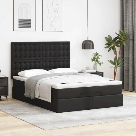 vidaXL Ottoman bed met matras 140x200cm kunstleer zwart afbeelding3 - 1