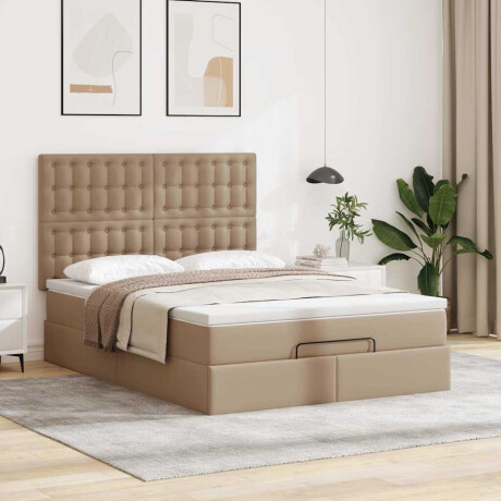 vidaXL Ottoman bed met matras 140x200cm kunstleer cappuccinokleurig afbeelding3 - 1