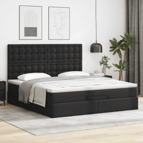 vidaXL Bedframe met matras 160x200cm kunstleer zwart afbeelding3 - 1