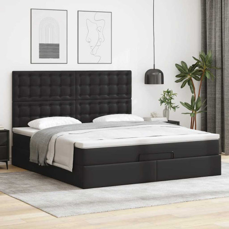 vidaXL Bedframe met matras 180x200cm kunstleer zwart afbeelding3 - 1