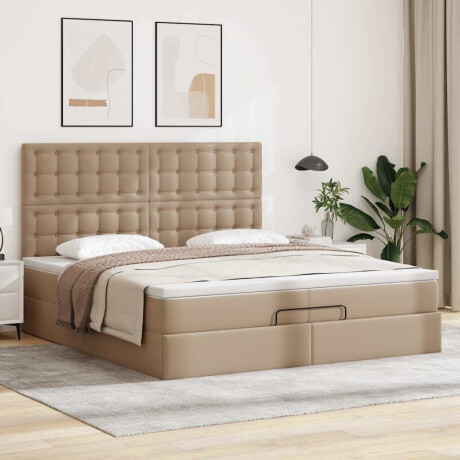 vidaXL Ottoman bed met matrassen 200x200cm kunstleer cappuccinokleurig afbeelding3 - 1