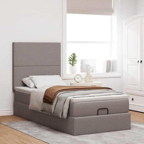 vidaXL Bedframe met matras 100x200cm stof taupe afbeelding3 - 1