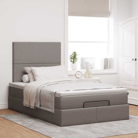 vidaXL Bedframe met matras 120x190 cm stof taupe afbeelding3 - 1