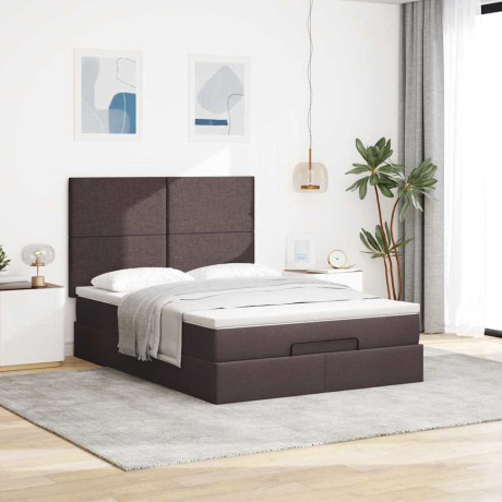 vidaXL Ottoman bed met matras 140x200cm stof donkerbruin afbeelding3 - 1