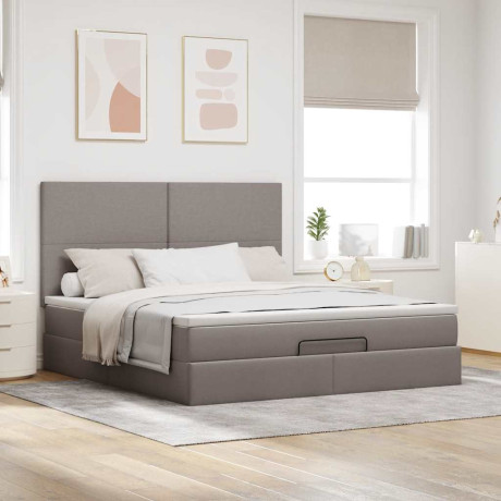 vidaXL Bedframe met matras 160x200cm stof taupe afbeelding3 - 1