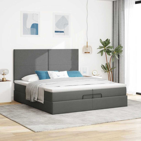 vidaXL Bedframe met matrassen 200x200cm stof donkergrijs afbeelding3 - 1