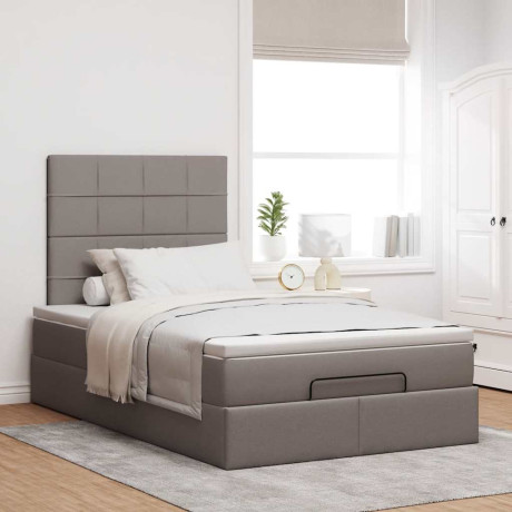 vidaXL Bedframe met matras 120x190 cm stof taupe afbeelding3 - 1