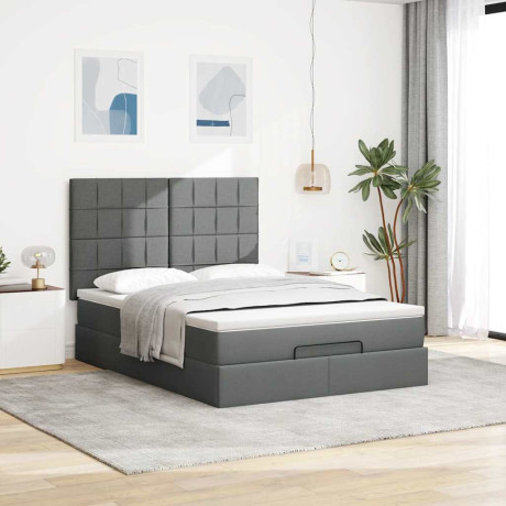 vidaXL Ottoman bed met matras 140x190cm stof donkergrijs afbeelding3 - 1