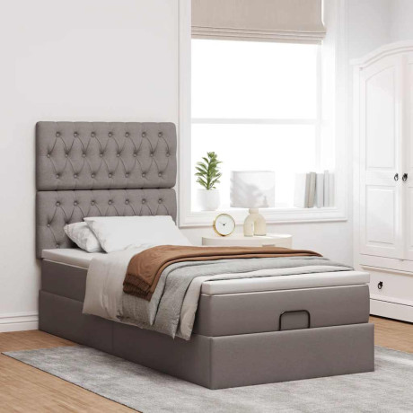 vidaXL Bedframe met matras 90x190cm stof taupe afbeelding3 - 1