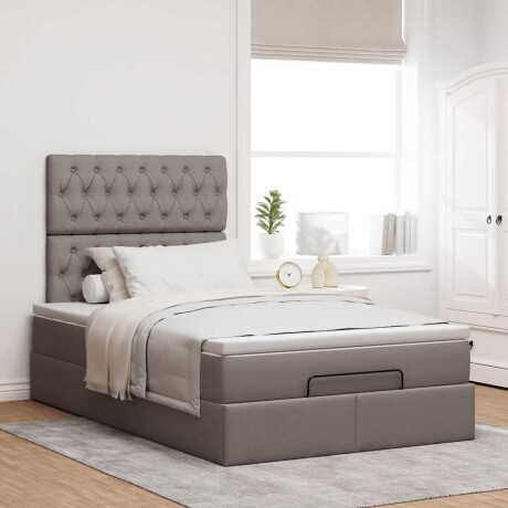 vidaXL Ottoman bed met matras 120x190 cm stof taupe afbeelding3 - 1