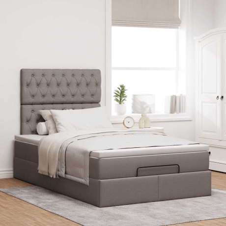 vidaXL Bedframe met matras 120x190 cm stof taupe afbeelding3 - 1