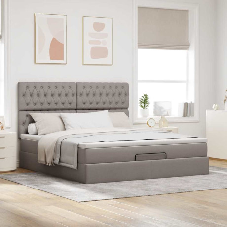 vidaXL Bedframe met matras 160x200cm stof taupe afbeelding3 - 1