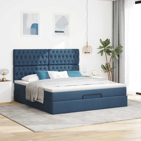 vidaXL Bedframe met matras 160x200cm stof blauw afbeelding3 - 1