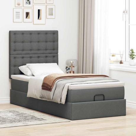 vidaXL Ottoman bed met matras 80x200cm stof donkergrijs afbeelding3 - 1