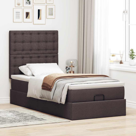 vidaXL Bedframe met matras 90x190cm stof donkerbruin afbeelding3 - 1