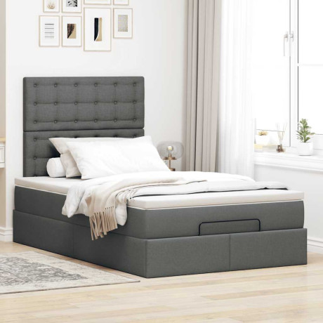 vidaXL Ottoman bed met matras 120x190 cm stof donkergrijs afbeelding3 - 1