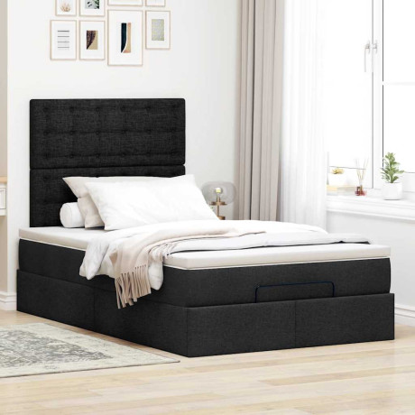 vidaXL Ottoman bed met matras 120x190 cm stof zwart afbeelding3 - 1