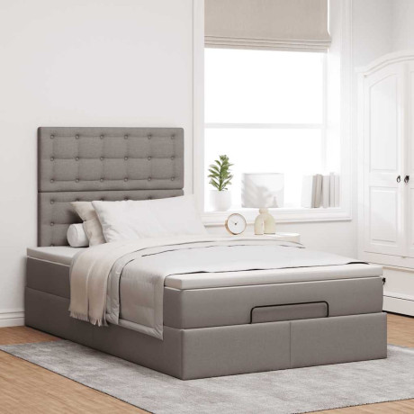 vidaXL Bedframe met matras 120x190 cm stof taupe afbeelding3 - 1