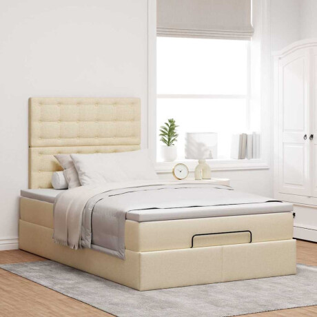 vidaXL Ottoman bed met matras 120x190cm stof crèmekleurig afbeelding3 - 1