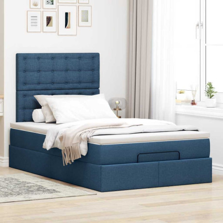 vidaXL Bedframe met matras 120x190 cm stof blauw afbeelding3 - 1