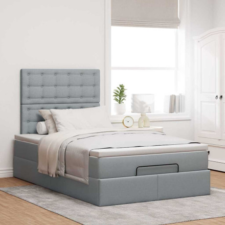 vidaXL Ottoman bed met matras 120x200cm stof lichtgrijs afbeelding3 - 1