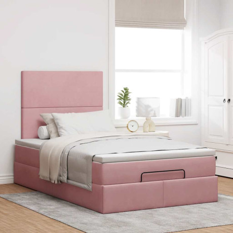 vidaXL Bedframe met matrassen 120x190cm fluweel roze afbeelding3 - 1