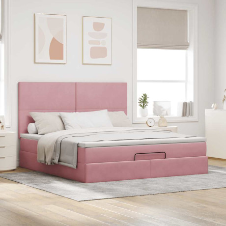 vidaXL Bedframe met matrassen 180x200cm fluweel roze afbeelding3 - 1