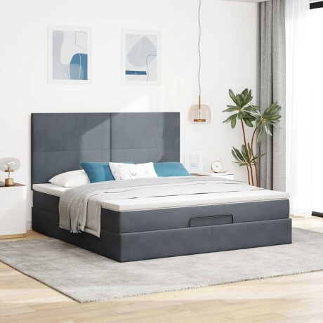 vidaXL Ottoman bed met matrassen 200x200cm fluweel donkergrijs afbeelding3 - 1