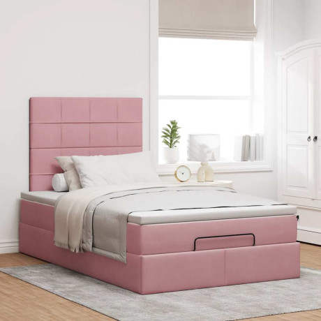 vidaXL Bedframe met matrassen 120x190cm fluweel roze afbeelding3 - 1