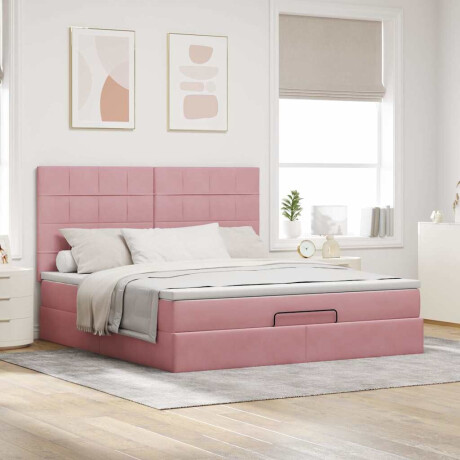 vidaXL Ottoman bed met matrassen 180x200cm fluweel roze afbeelding3 - 1