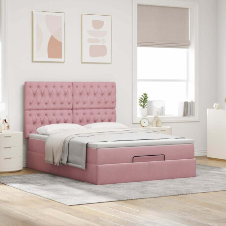 vidaXL Ottoman bed met matrassen 140x200cm fluweel roze afbeelding3 - 1