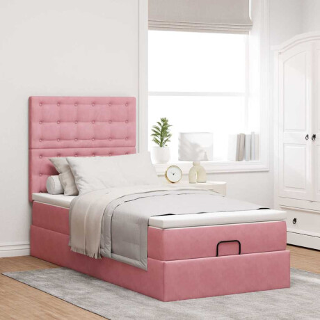 vidaXL Ottoman bed met matrassen 80x200cm fluweel roze afbeelding3 - 1