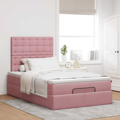 vidaXL Bedframe met matrassen 120x190cm fluweel roze afbeelding3 - 1