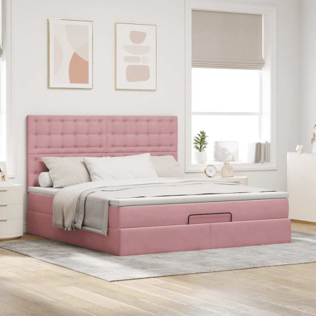 vidaXL Bedframe met matrassen 180x200cm fluweel roze afbeelding3 - 1