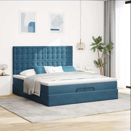 vidaXL Ottoman bed met matrassen 200x200cm fluweel donkerblauw afbeelding3 - 1