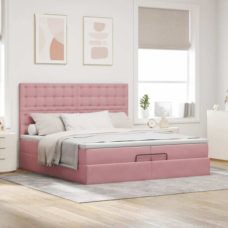 vidaXL Ottoman bed met matrassen 200x200cm fluweel roze afbeelding3 - 1