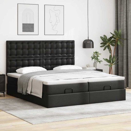 vidaXL Bedframe met matrassen 180x200cm kunstleer zwart afbeelding3 - 1