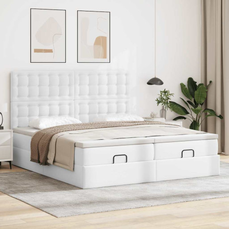 vidaXL Ottoman bed met matrassen 180x200cm kunstleer zuiver wit afbeelding3 - 1