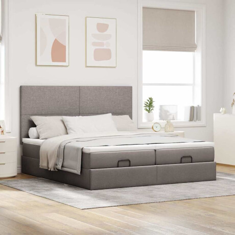 vidaXL Ottoman bed met matrassen 160x200cm stof taupe afbeelding3 - 1