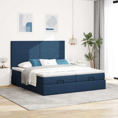 vidaXL Ottoman bed met matrassen 160x200cm stof blauw afbeelding3 - 1