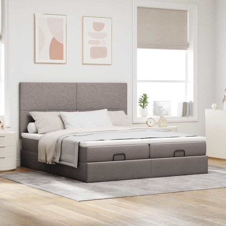 vidaXL Bedframe met matrassen 180x200cm stof taupe afbeelding3 - 1