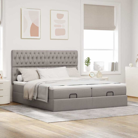 vidaXL Ottoman bed met matrassen 160x200cm stof taupe afbeelding3 - 1