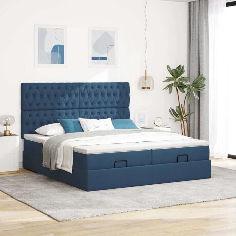 vidaXL Ottoman bed met matrassen 160x200cm stof blauw afbeelding3 - 1