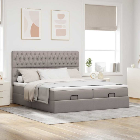 vidaXL Bedframe met matrassen 180x200cm stof taupe afbeelding3 - 1