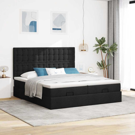 vidaXL Bedframe met matrassen 160x200cm stof zwart afbeelding3 - 1