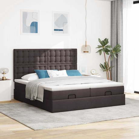 vidaXL Bedframe met matrassen 180x200cm stof donkerbruin afbeelding3 - 1