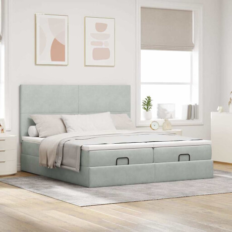 vidaXL Ottoman bed met matrassen 200x200cm fluweel lichtgrijs afbeelding3 - 1