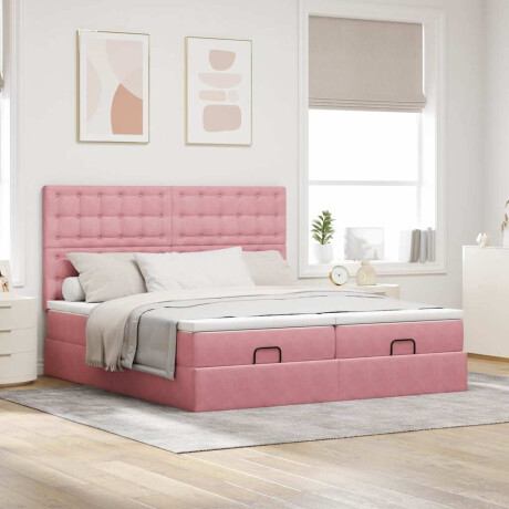 vidaXL Ottoman bed met matrassen 160x200cm fluweel roze afbeelding3 - 1